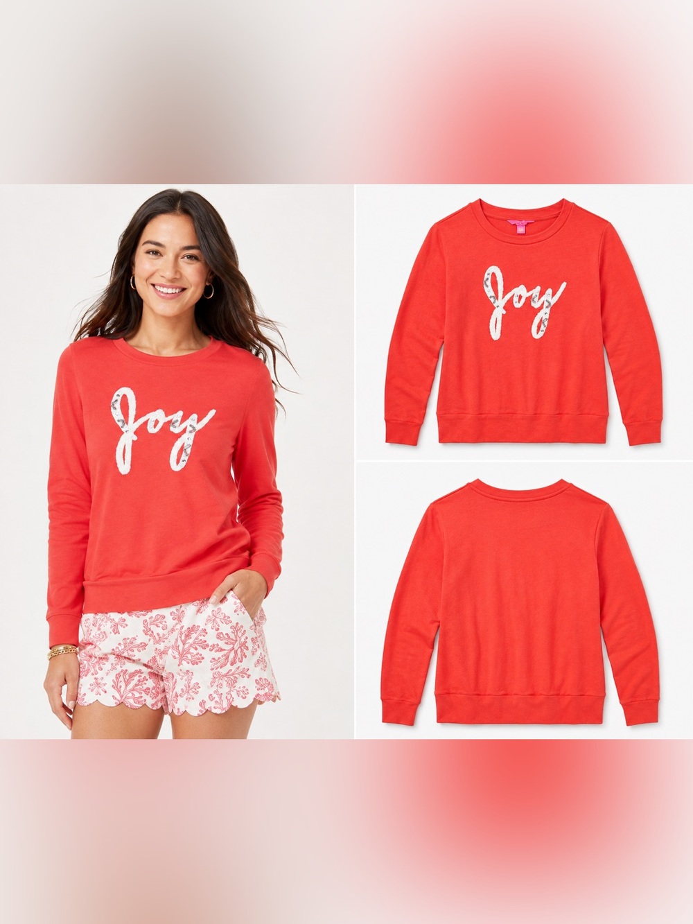 Lilly Pulitzer Rami Joy Embellished Sweatshirt M Coral - Picture 8 of 8